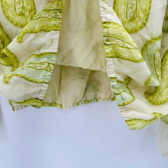 GIAMBATTISTA VALLI PARIS Blouse Silk Sheer Sz M It 44 Green Paisley Luxury Money - Picture 5 of 11